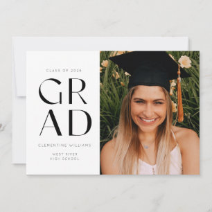 Grad Block Modern Photo Graduation Invitation