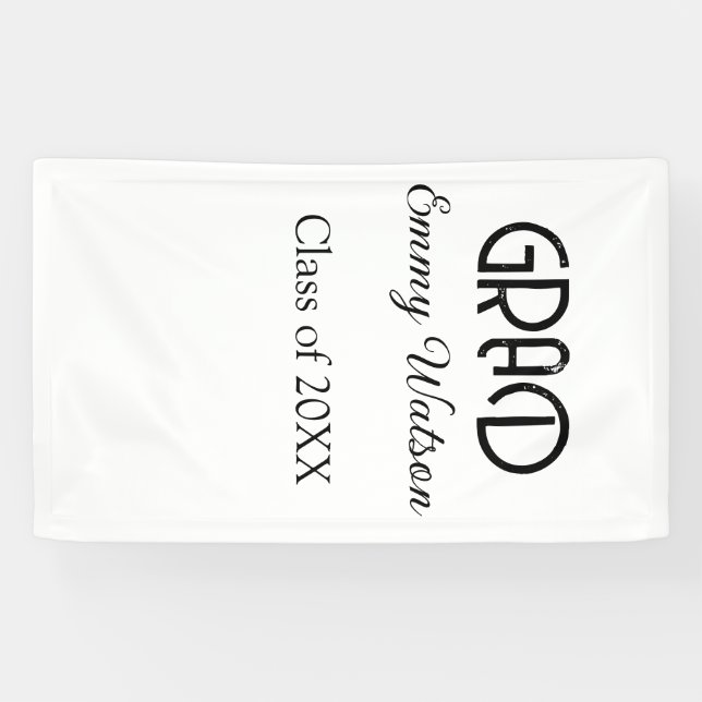 Grad bold letter graduation name class of 20XX sim Banner (Horizontal)