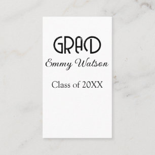 Grad bold letter graduation name class of 20XX sim Business Card