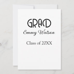 Grad bold letter graduation name class of 20XX sim Invitation