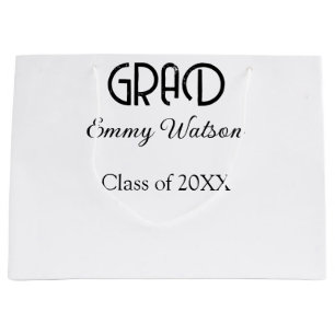 Grad bold letter graduation name class of 20XX sim Large Gift Bag