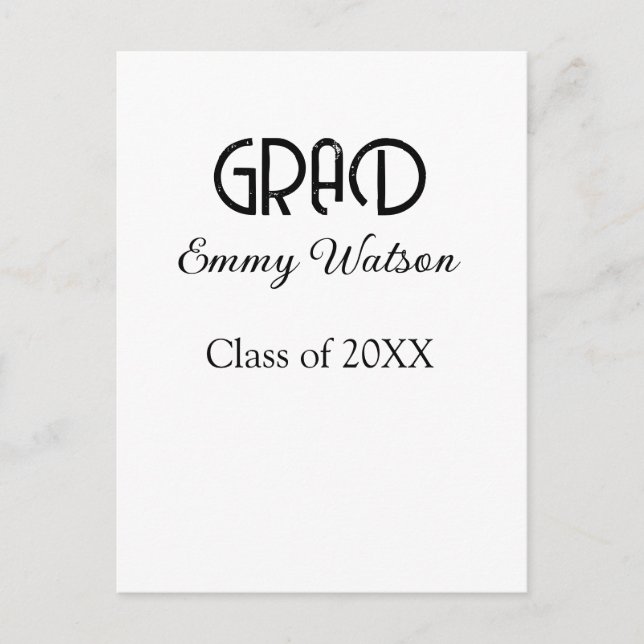 Grad bold letter graduation name class of 20XX sim Postcard (Front)
