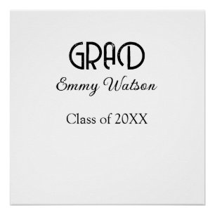 Grad bold letter graduation name class of 20XX sim Poster