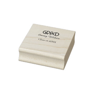 Grad bold letter graduation name class of 20XX sim Rubber Stamp