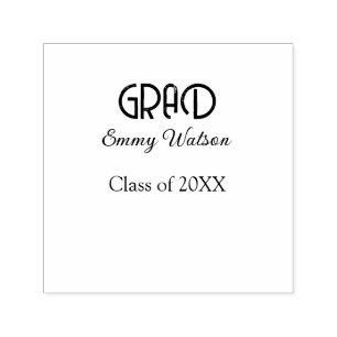 Grad bold letter graduation name class of 20XX sim Self-inking Stamp