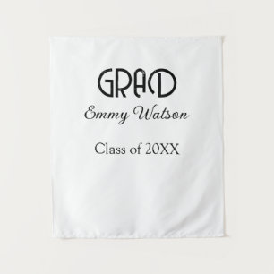 Grad bold letter graduation name class of 20XX sim Tapestry