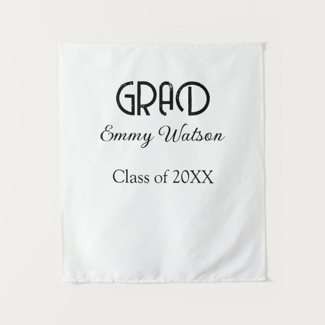 Grad bold letter graduation name class of 20XX sim Tapestry (Front)