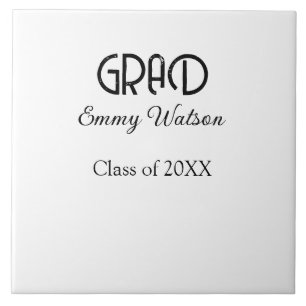 Grad bold letter graduation name class of 20XX sim Tile
