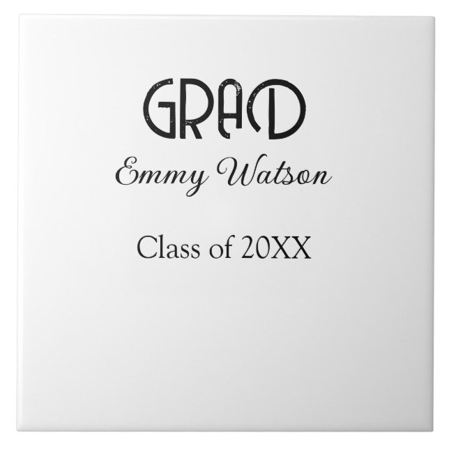 Grad bold letter graduation name class of 20XX sim Tile (Front)