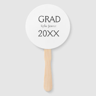 Grad bold letter name 20XX graduation year simple Hand Fan