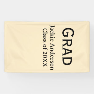 Grad bold letter name class of 20XX yellow pastel  Banner