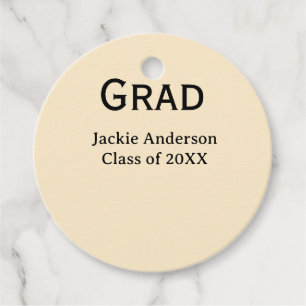 Grad bold letter name class of 20XX yellow pastel  Favour Tags