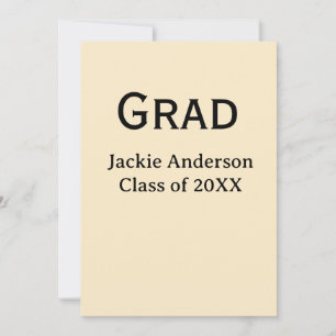 Grad bold letter name class of 20XX yellow pastel  Invitation