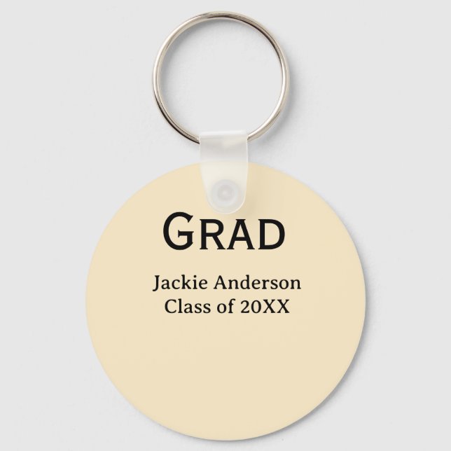 Grad bold letter name class of 20XX yellow pastel  Key Ring (Front)