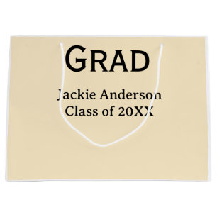 Grad bold letter name class of 20XX yellow pastel  Large Gift Bag