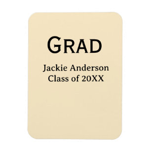 Grad bold letter name class of 20XX yellow pastel  Magnet