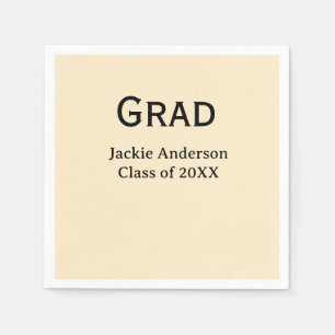 Grad bold letter name class of 20XX yellow pastel  Napkin