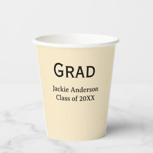 Grad bold letter name class of 20XX yellow pastel  Paper Cups
