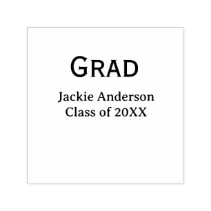 Grad bold letter name class of 20XX yellow pastel  Self-inking Stamp