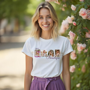 GRAD Bold Type Graduate Four Photos Custom Name Tri-Blend Shirt