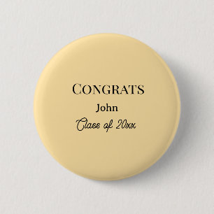 grad boy add name congrats date year text 6 cm round badge