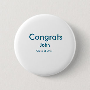 grad boy add name congrats date year text 6 cm round badge