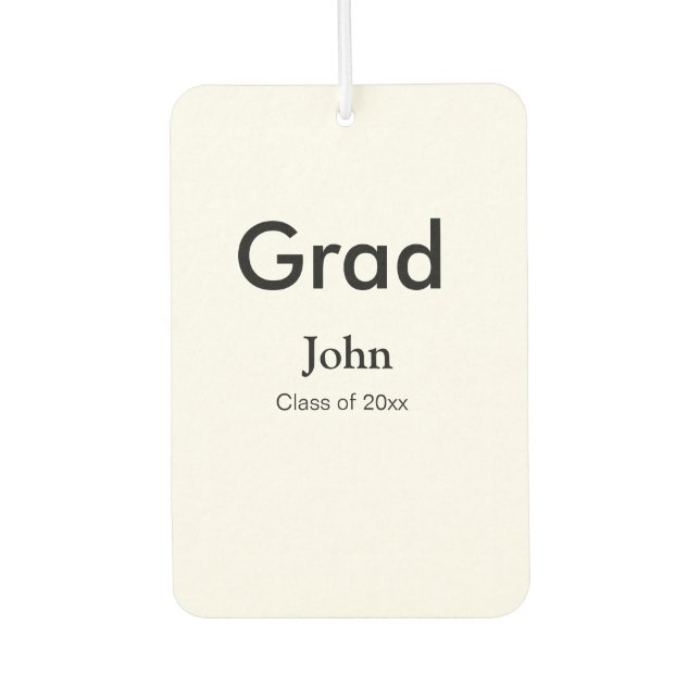 grad boy add name congrats date year text car air freshener (Front)