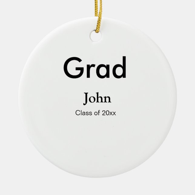grad boy add name congrats date year text ceramic tree decoration (Front)