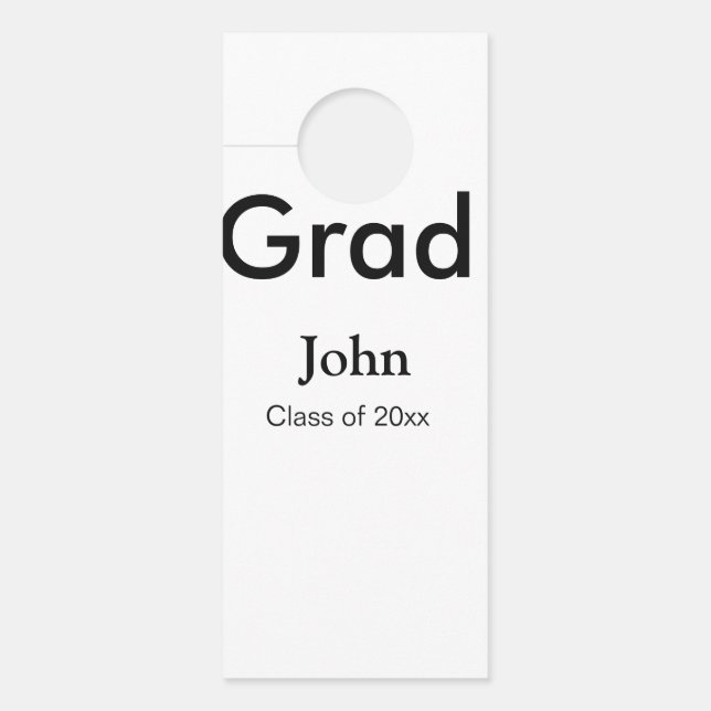 grad boy add name congrats date year text door hanger (Front)