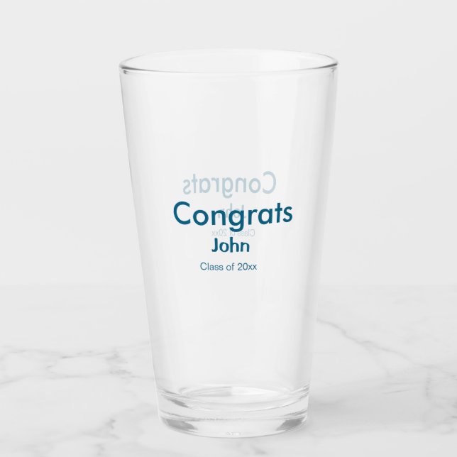 grad boy add name congrats date year text glass (Front)