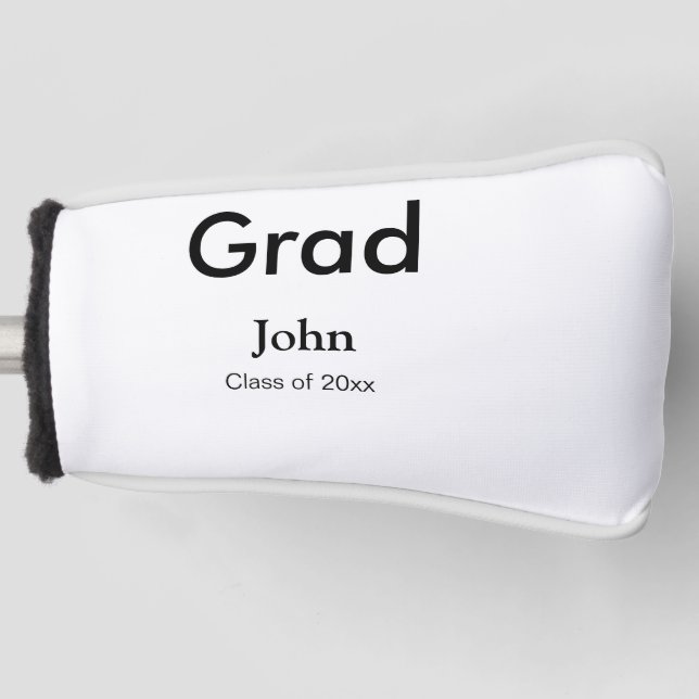 grad boy add name congrats date year text golf head cover (Front)