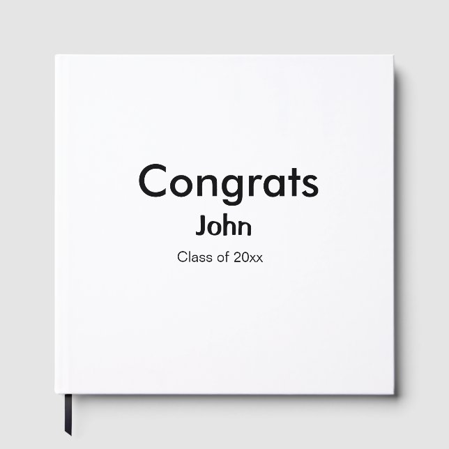 grad boy add name congrats date year text guest book (Front)