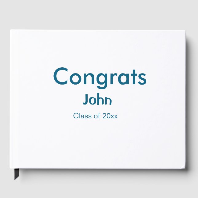 grad boy add name congrats date year text guest book (Front)