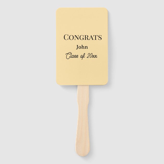 grad boy add name congrats date year text hand fan (Front)