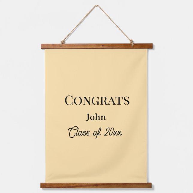 grad boy add name congrats date year text hanging tapestry (Front)
