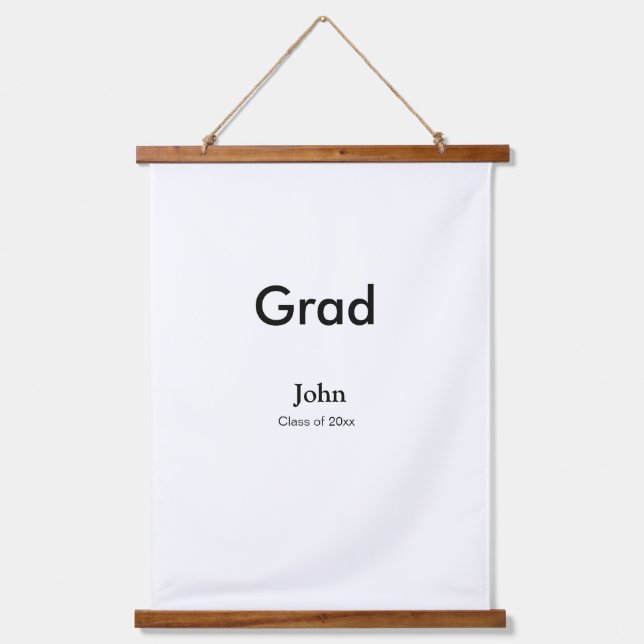 grad boy add name congrats date year text hanging tapestry (Front)
