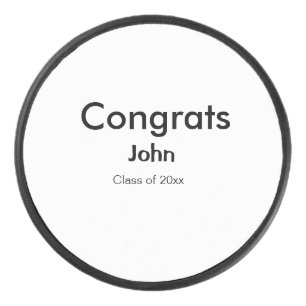 grad boy add name congrats date year text hockey puck