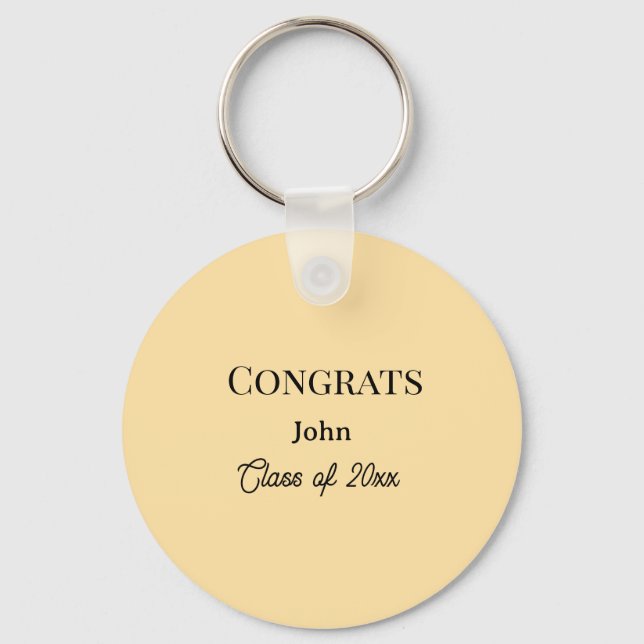 grad boy add name congrats date year text key ring (Front)