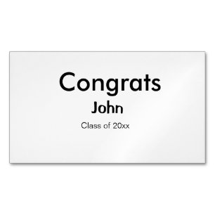 grad boy add name congrats date year text 	Magnetic business card