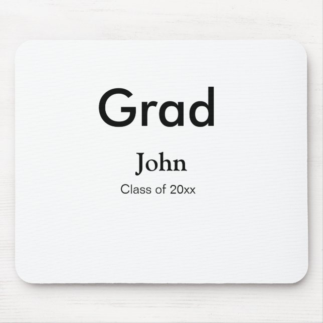 grad boy add name congrats date year text mouse mat (Front)