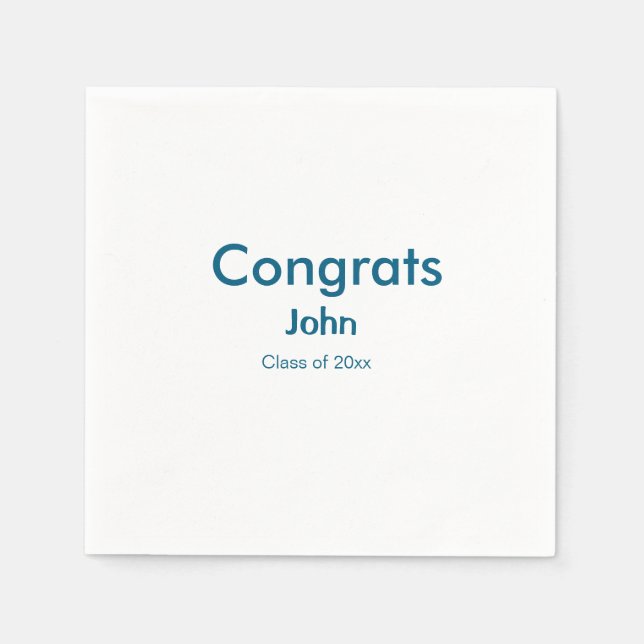 grad boy add name congrats date year text napkin (Front)