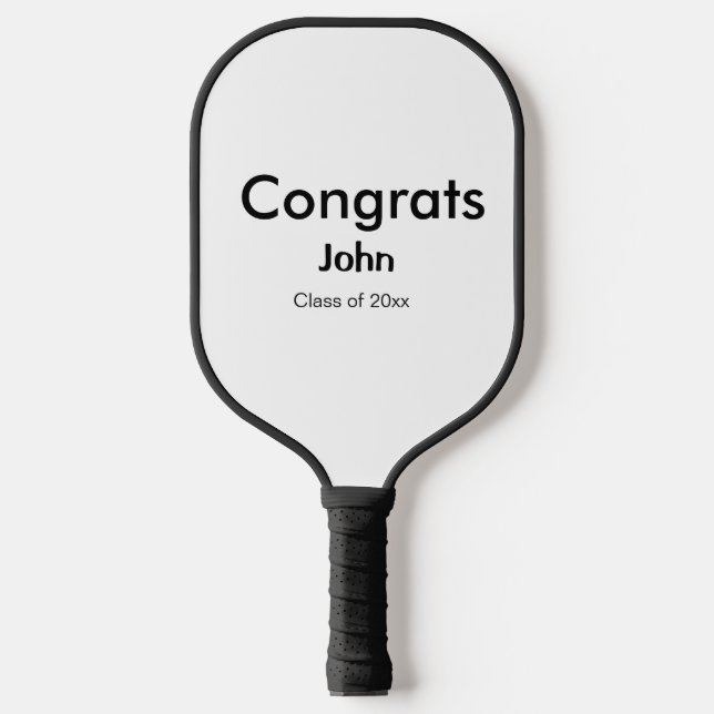 grad boy add name congrats date year text pickleball paddle (Front)