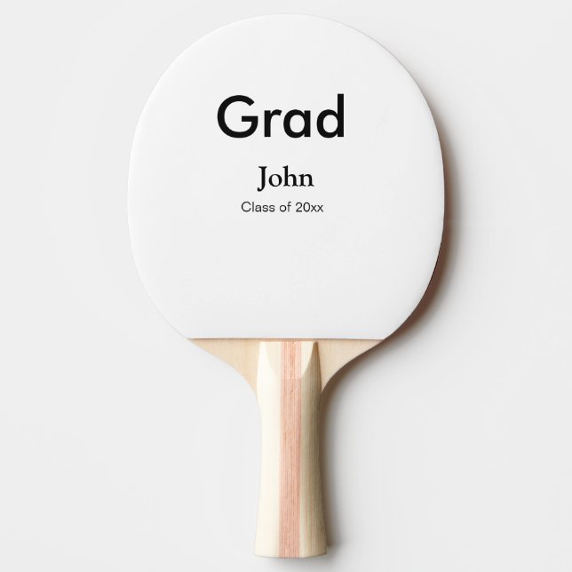 grad boy add name congrats date year text ping pong paddle (Front)