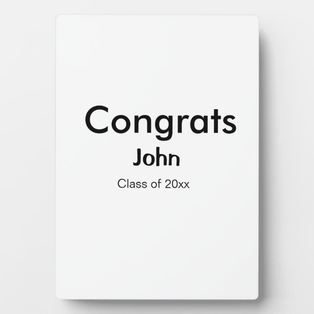 grad boy add name congrats date year text plaque (Front)