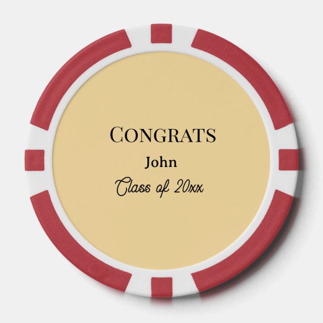 grad boy add name congrats date year text poker chips (Front)