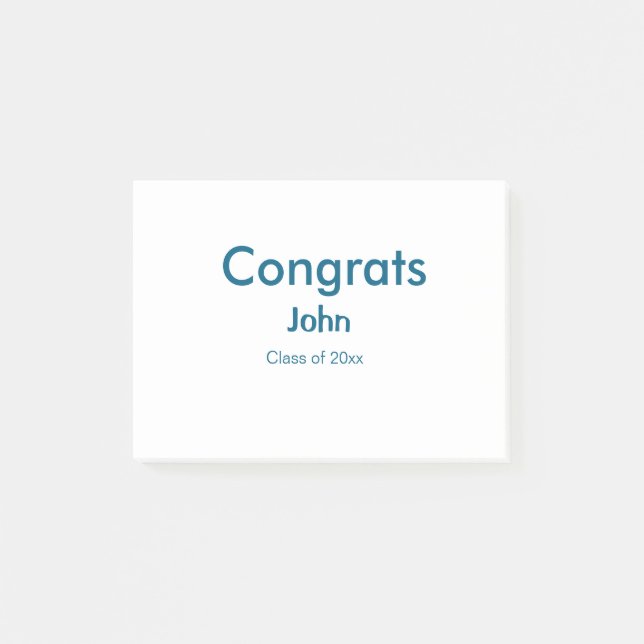 grad boy add name congrats date year text post-it notes (Front)