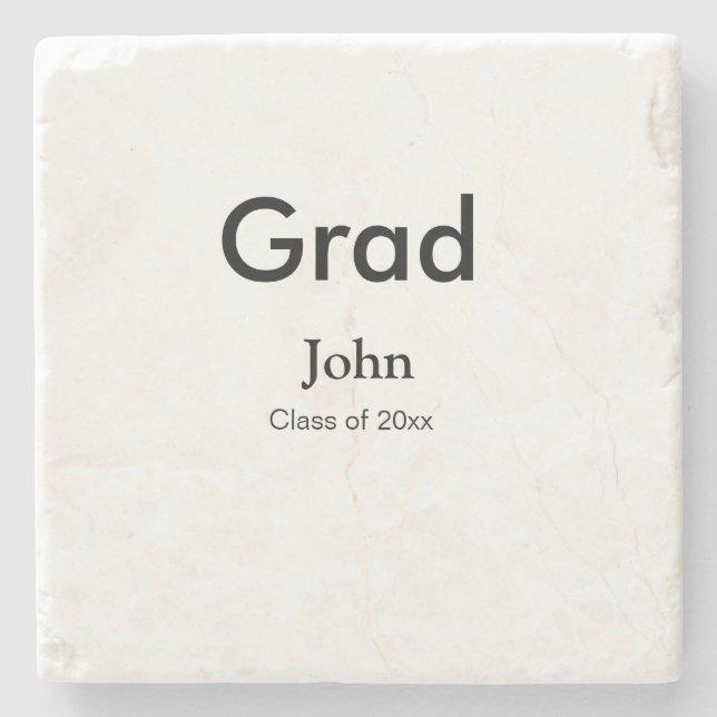 grad boy add name congrats date year text stone coaster (Front)