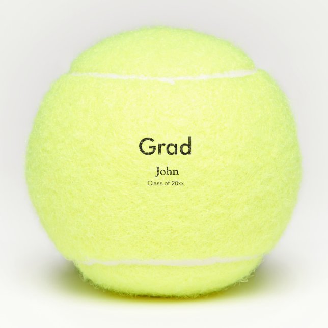 grad boy add name congrats date year text tennis balls (Front)