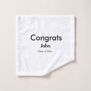 grad boy add name congrats date year text wash cloth