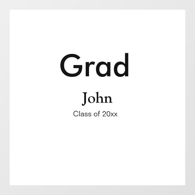grad boy add name congrats date year text window cling (Sheet)